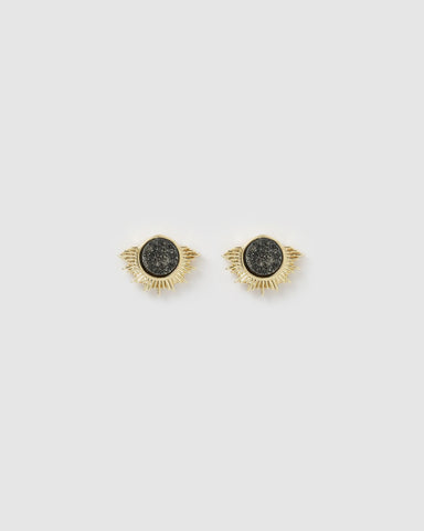 Miz Casa & Co Oceanic Stud Earrings Gold Onyx