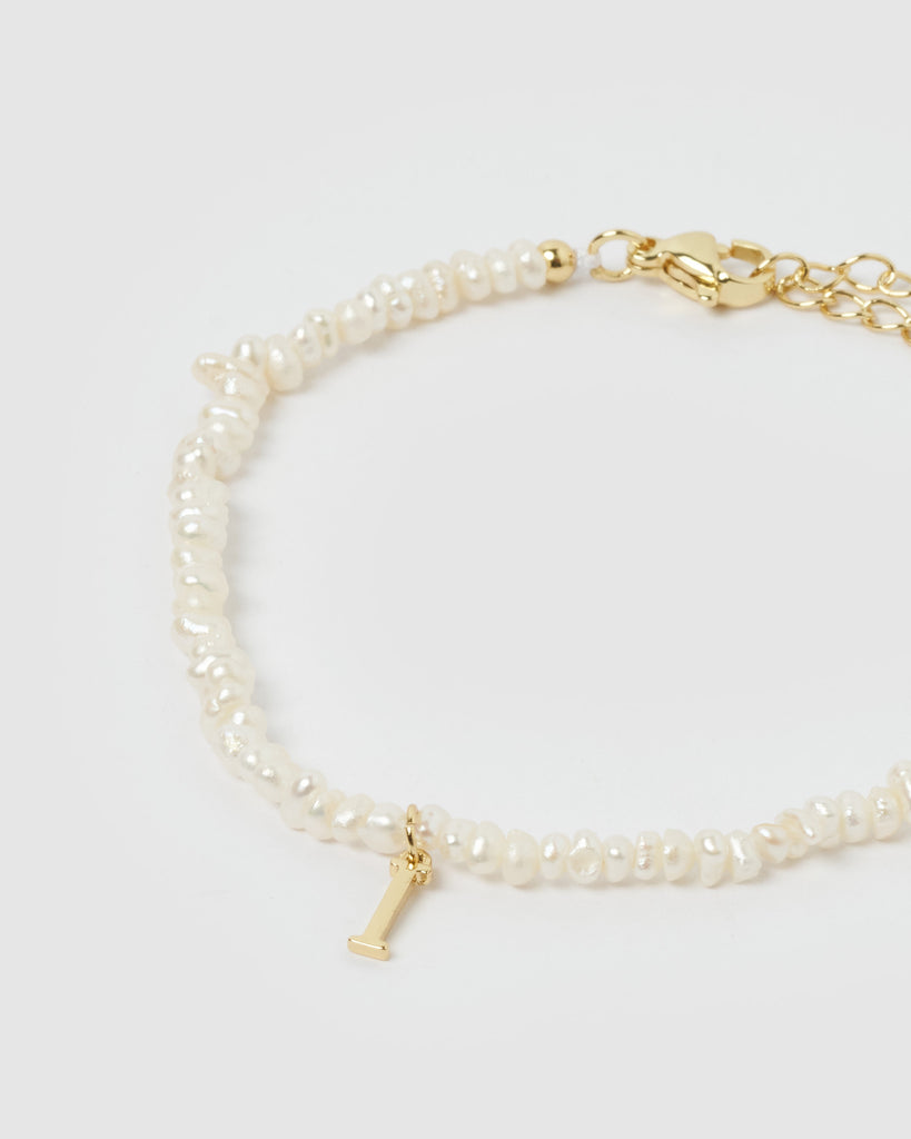 Miz Casa & Co Pearl Letter I Bracelet