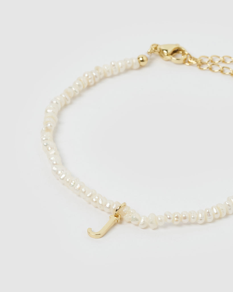 Miz Casa & Co Pearl Letter J Bracelet