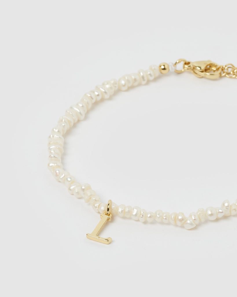 Miz Casa & Co Pearl Letter L Bracelet