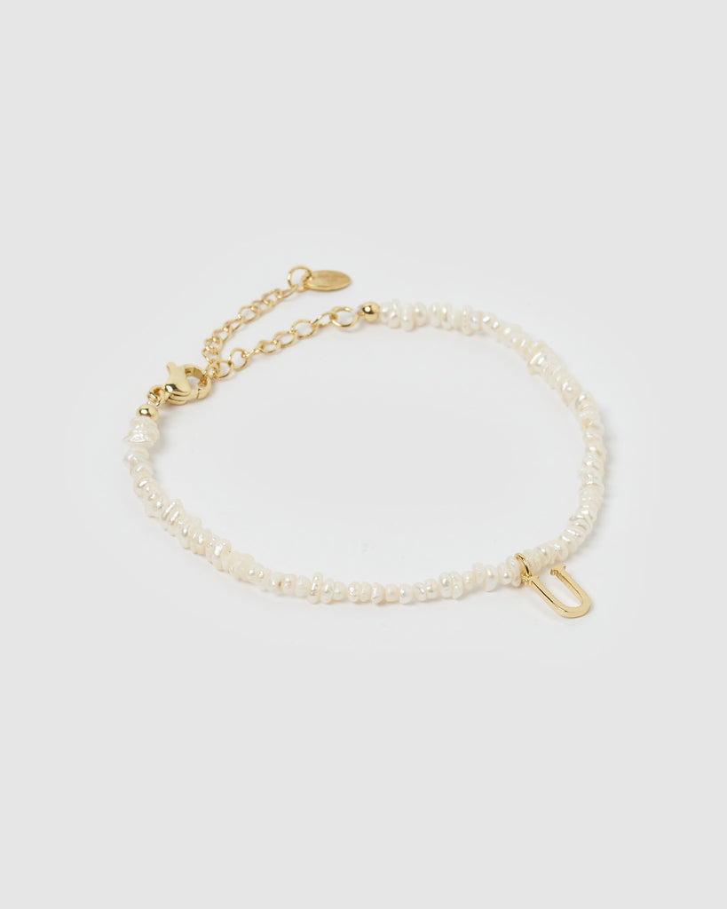 Miz Casa & Co Pearl Letter U Bracelet