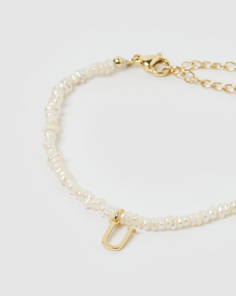 Miz Casa & Co Pearl Letter U Bracelet