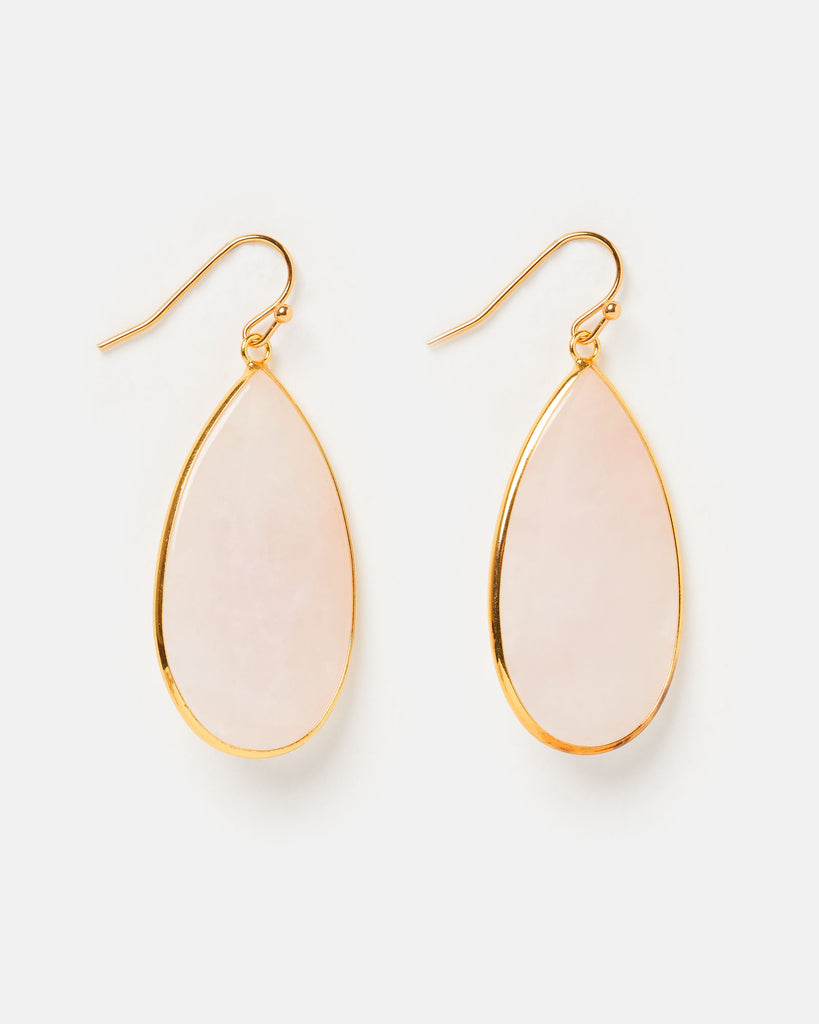 Miz Casa & Co Sea Petal Earrings Rose Quartz Gold