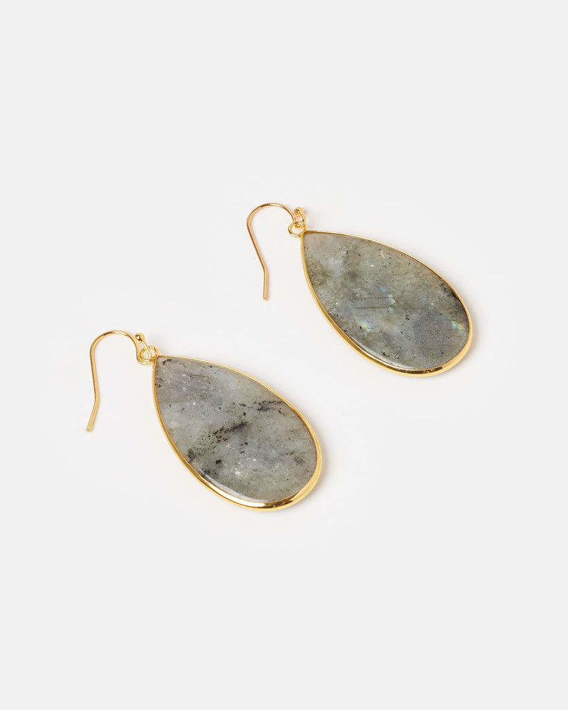 Miz Casa & Co Sea Petal Earrings Labradorite Gold