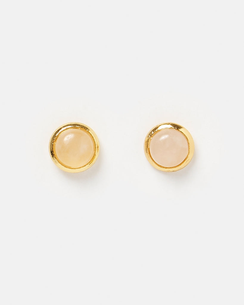 Miz Casa & Co Sunlit Stud Earrings Rose Quartz Gold