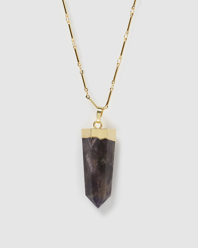 Miz Casa & Co Solitaire Pendant Necklace Amethyst Gold