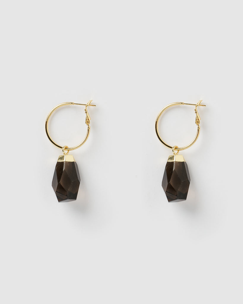Miz Casa & Co Tika Earrings Natural Black Stone