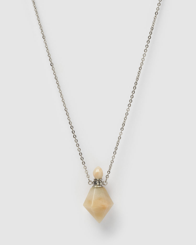 Miz Casa & Co Trix Pendant Perfume Bottle Necklace Marble Silver