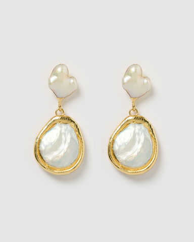 Miz Casa & Co Heiress Pearl Drop Earrings Gold Pearl