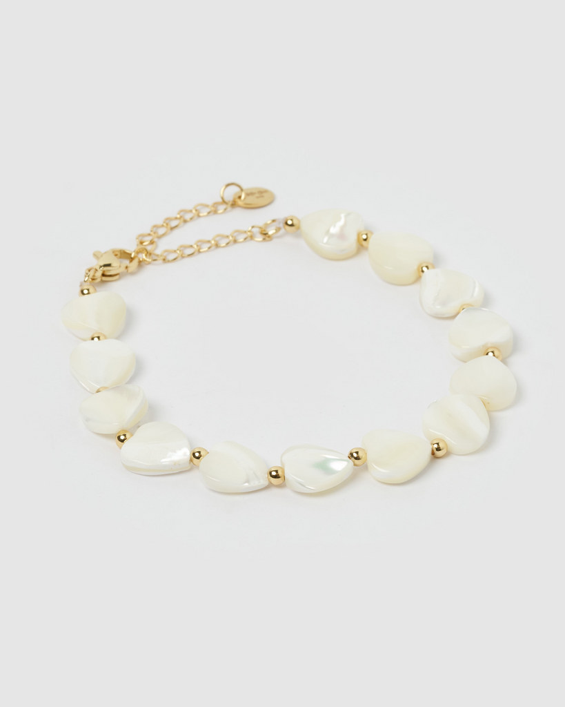 Miz Casa & Co Jordyn Heart Bracelet Pearl Gold