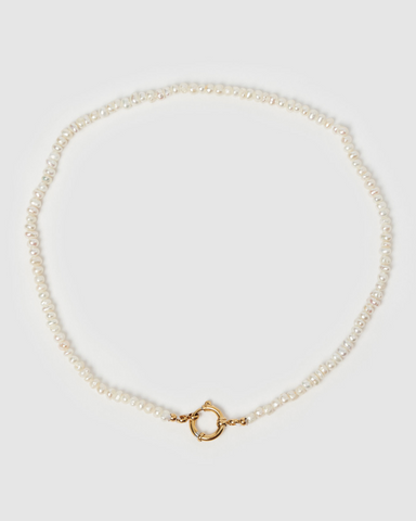 Miz Casa & Co Sea Petal Necklace Gold Rose Quartz