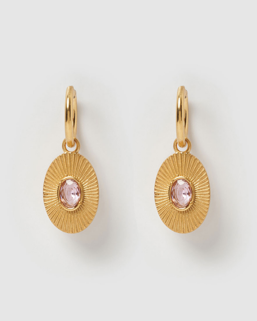Miz Casa & Co Luciana Huggie Earrings Gold Pink