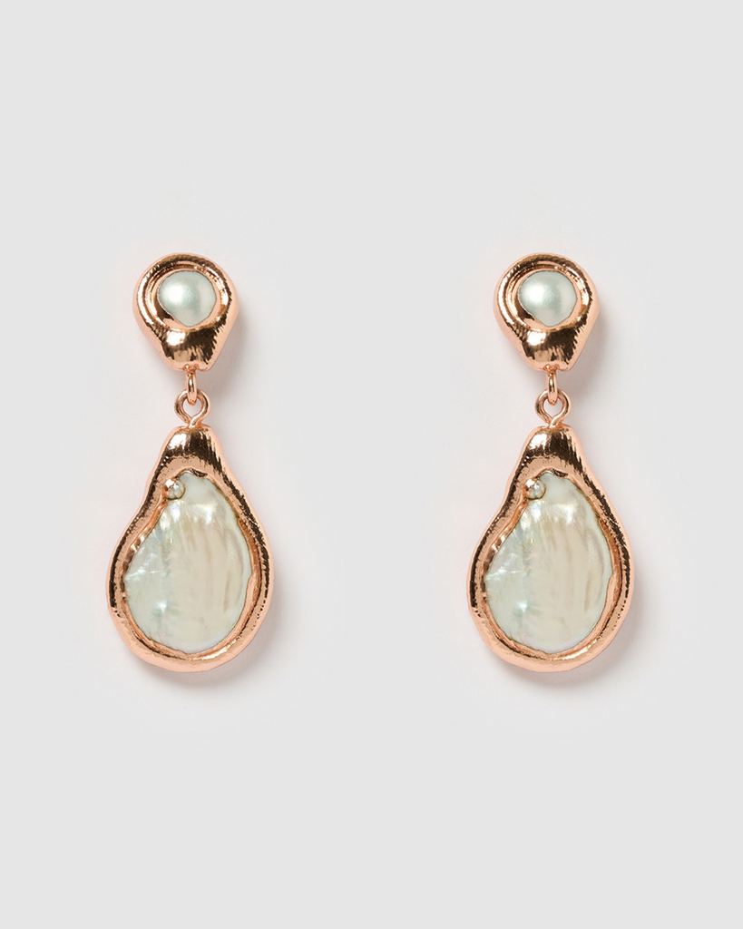 Miz Casa & Co Amberly Earring Rose Gold Pearl