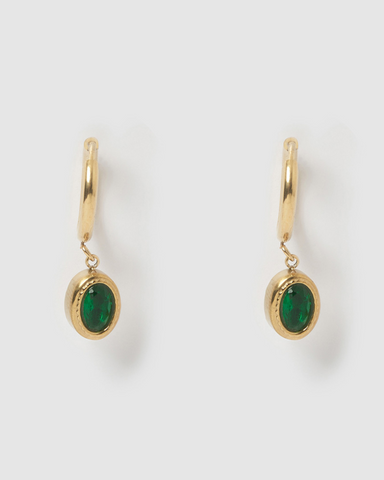 Miz Casa & Co Kallie Huggie Earrings Gold Green