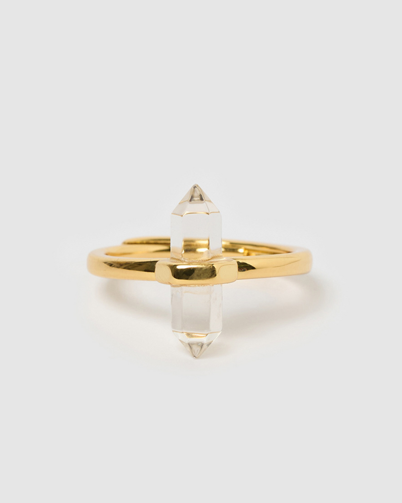 Miz Casa & Co Amy Ring Gold Clear Quartz