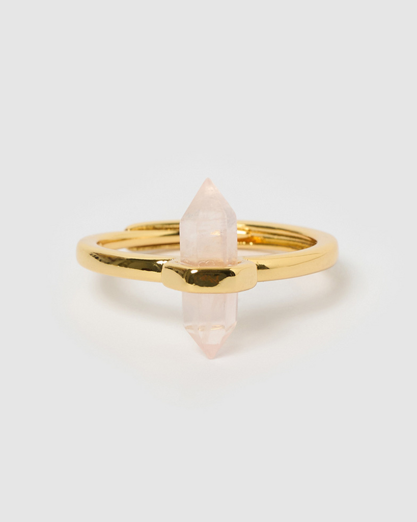 Miz Casa & Co Amy Ring Gold Rose Quartz