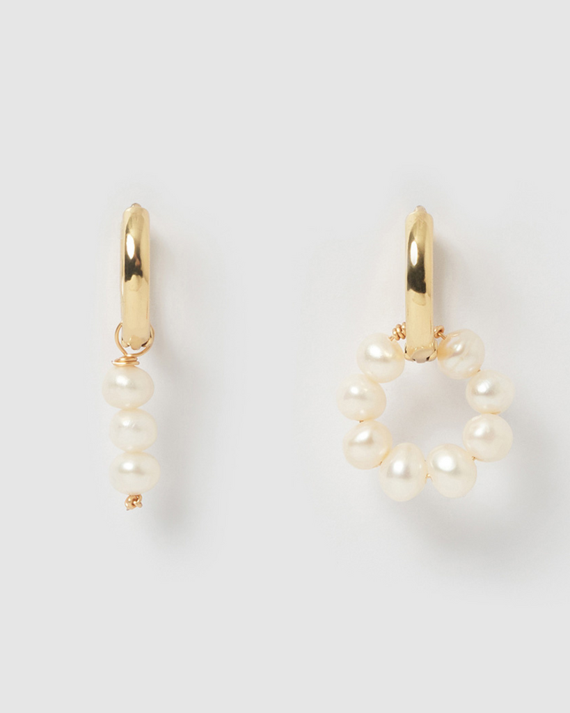 Miz Casa & Co Jamie Huggie Earrings Gold Pearl