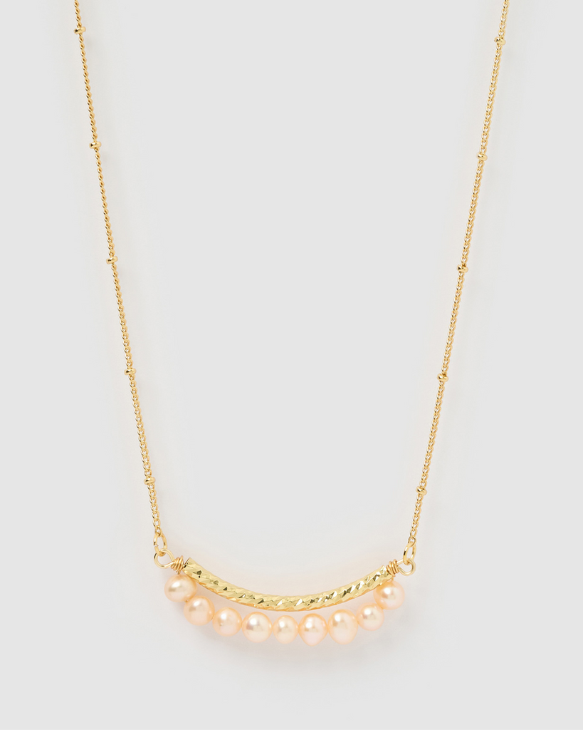 Miz Casa & Co Tempest Freshwater Pearl Necklace Gold Pink