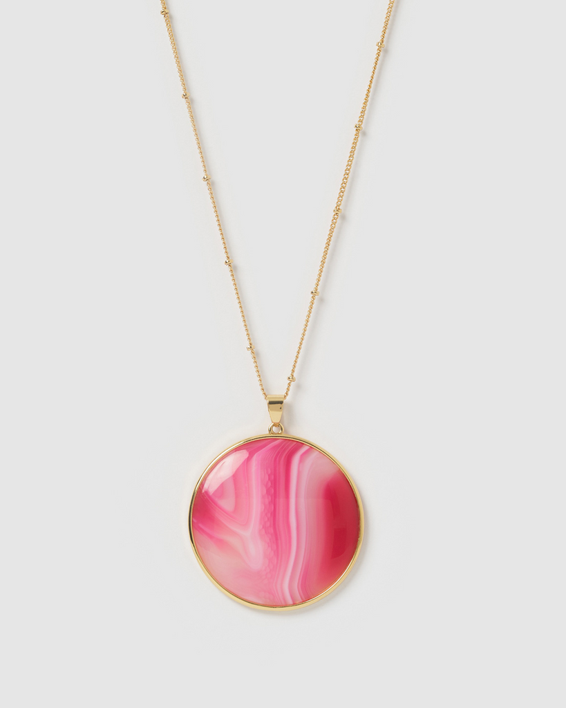 Miz Casa & Co Giada Necklace Gold Magenta