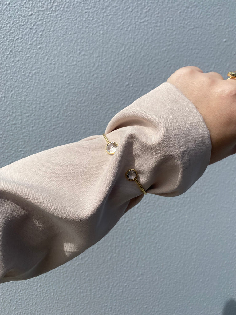 Miz Casa & Co Cella Cuff Bracelet Clear Quartz