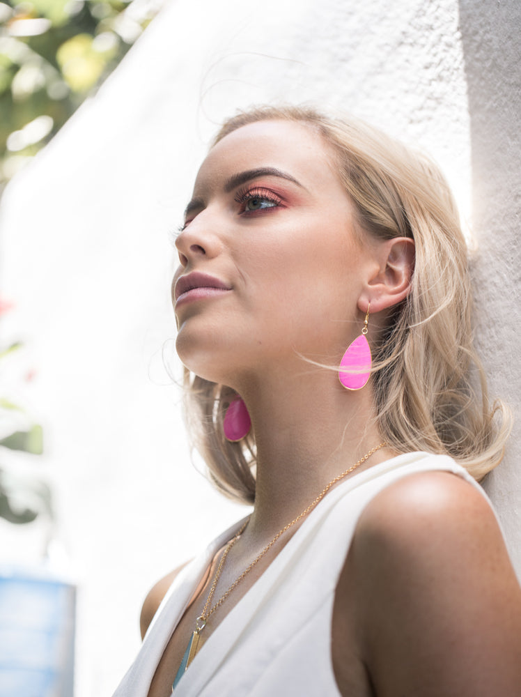 Miz Casa & Co Sea Petal Earrings Magenta Gold