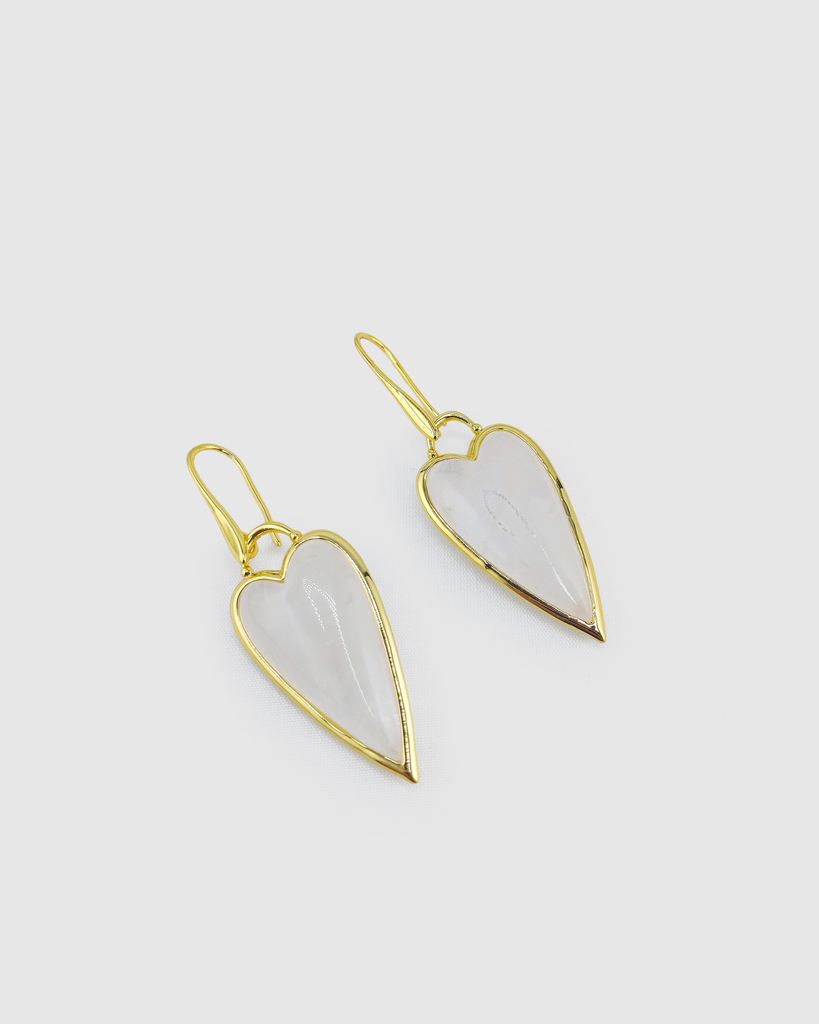 Miz Casa & Co Priya Heart Studs Earrings Clear Quartz