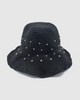 Miz Casa & Co Monaco Pearl Foldable Raffia Weave Sun Hat Black