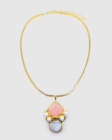 Miz Casa & Co Priya Heart Studs Earrings Clear Quartz