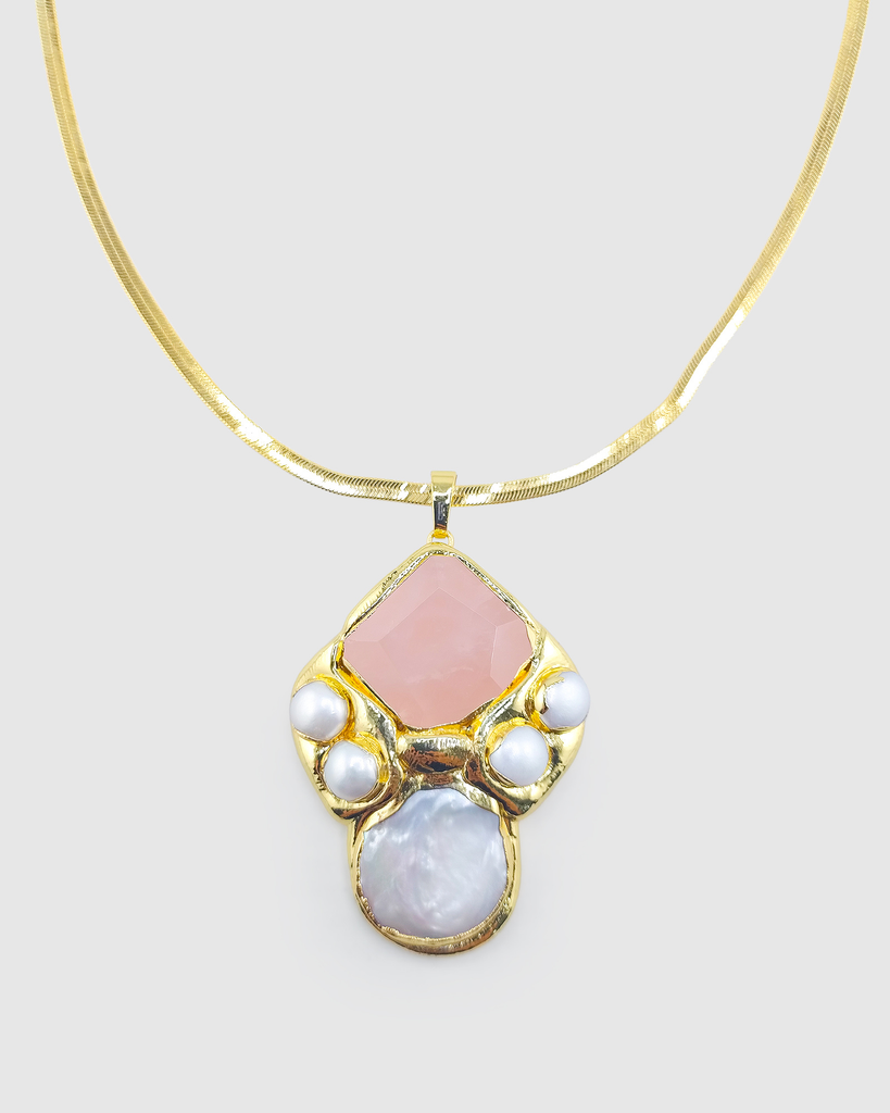 Miz Casa & Co Maya Pendant Necklace Rose Quartz