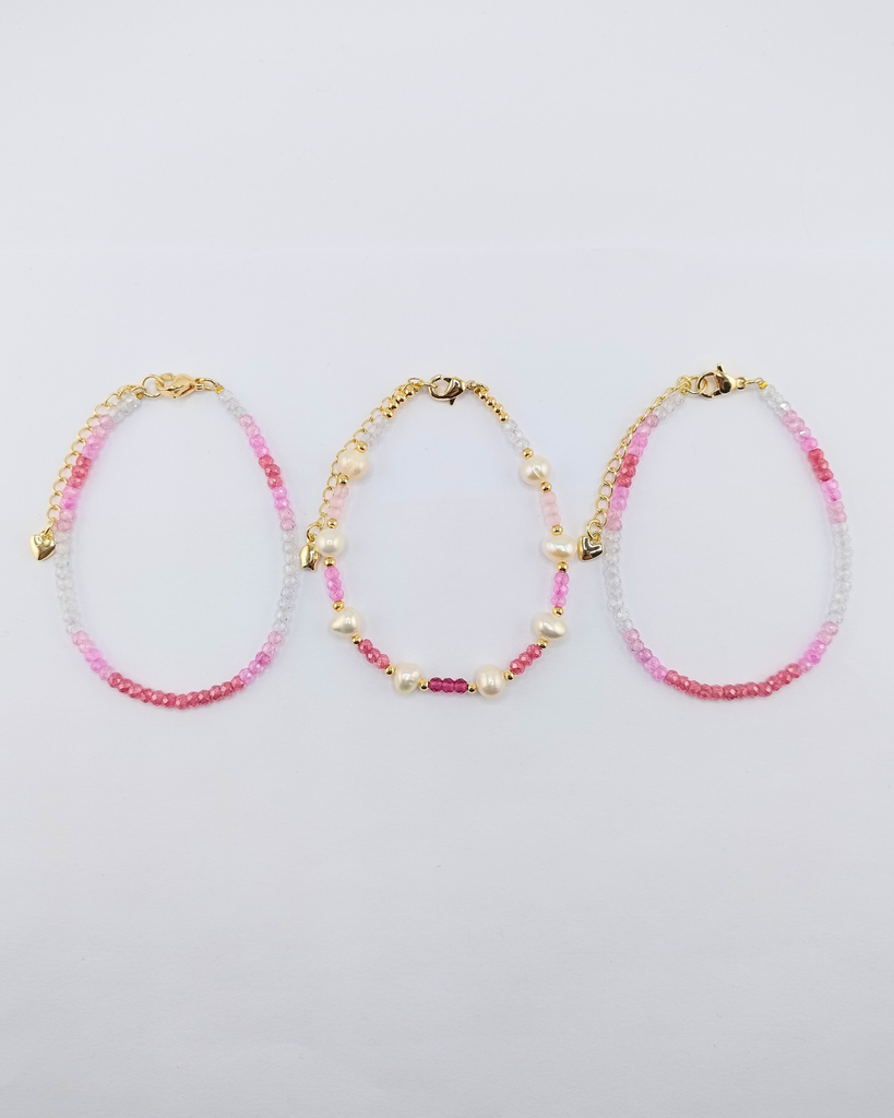 Miz Casa & Co Crystal Beaded Bracelet Stack Pink Multi Pearl