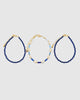 Miz Casa & Co Crystal Beaded Bracelet Stack Navy Multi Pearl