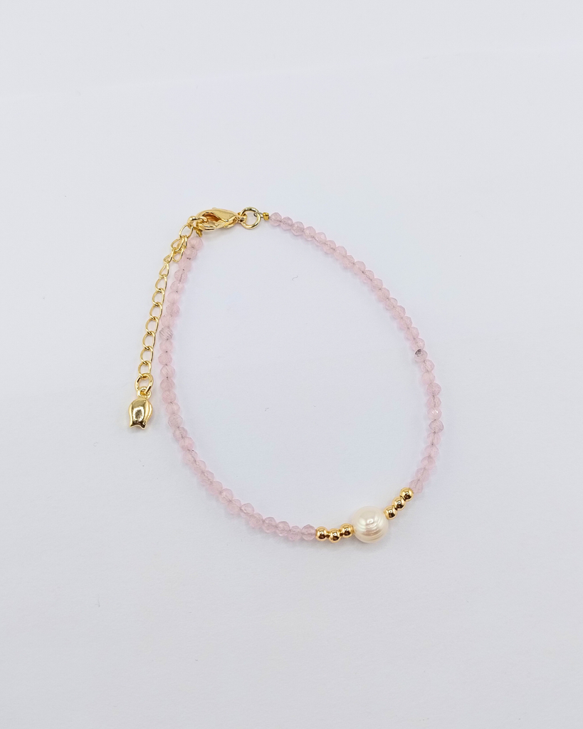 Miz Casa & Co Crystal Beaded Bracelet Stack Pink Single Pearl