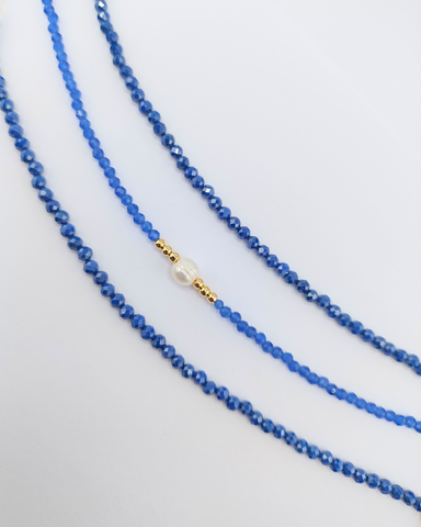 Miz Casa & Co Crystal Beaded Bracelet Stack Navy Multi Pearl