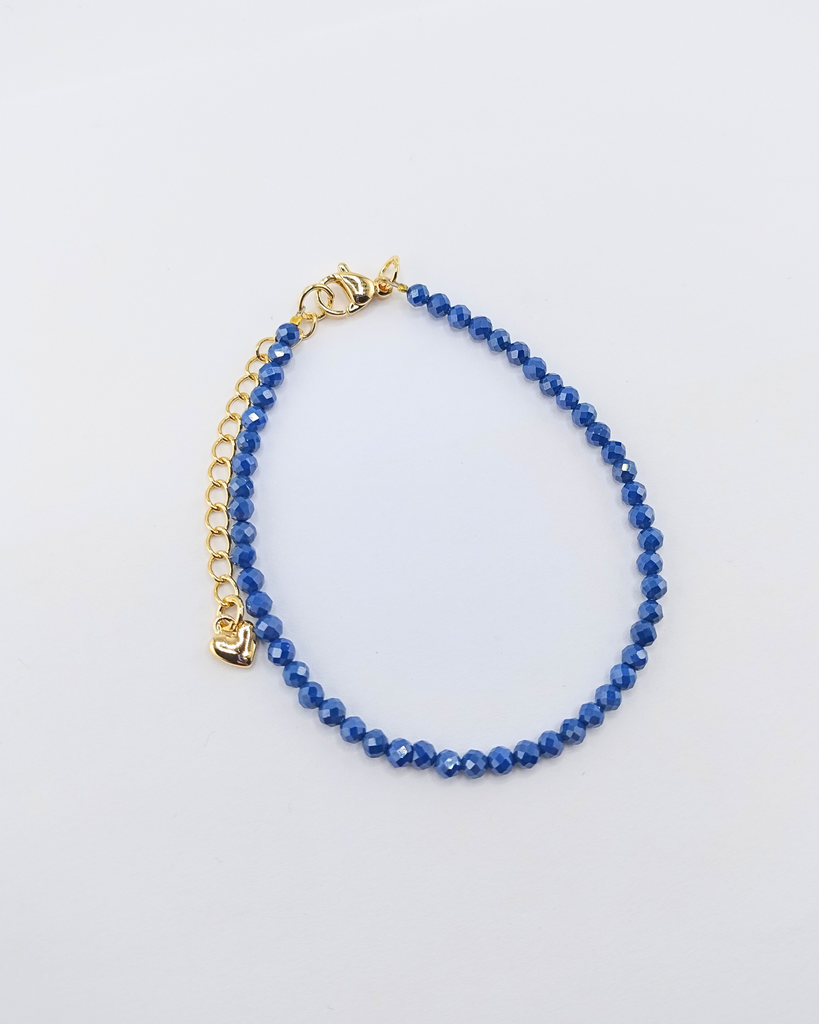 Miz Casa & Co Crystal Beaded Bracelet Stack Navy Single Pearl