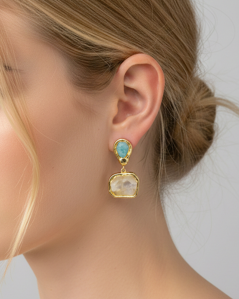 Miz Casa & Co Meira Earrings in Clear Jade