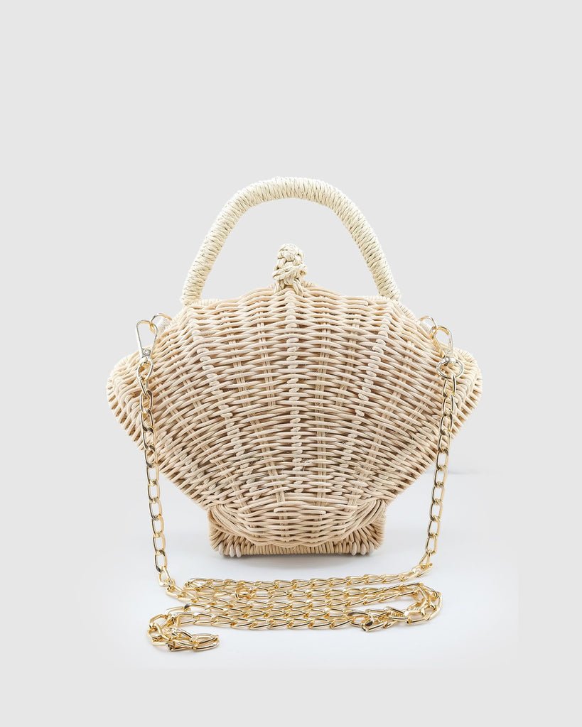 Miz Casa & Co Shell Clutch Woven Bag Natural