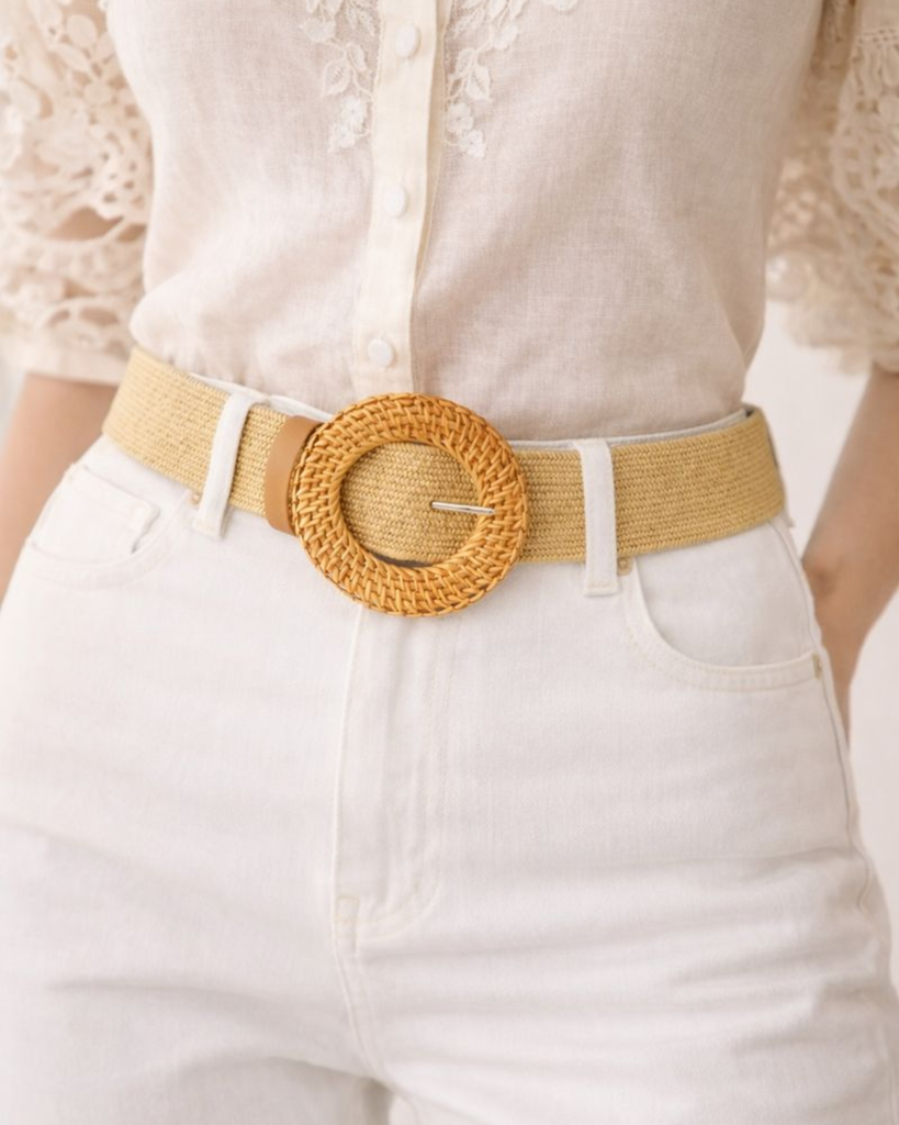 Miz Casa & Co Round Rattan Plain Woven Belt