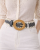 Miz Casa & Co Black and White Rattan Woven Belt