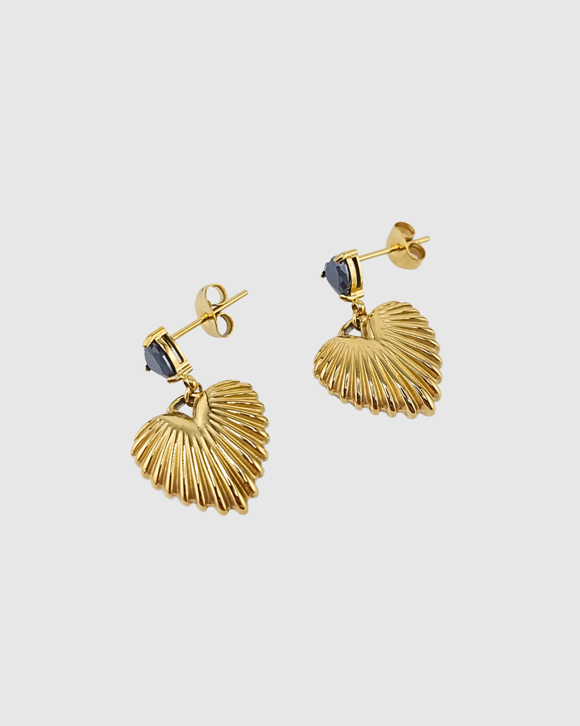Miz Casa & Co Adore Ribbed Heart Drop Earrings