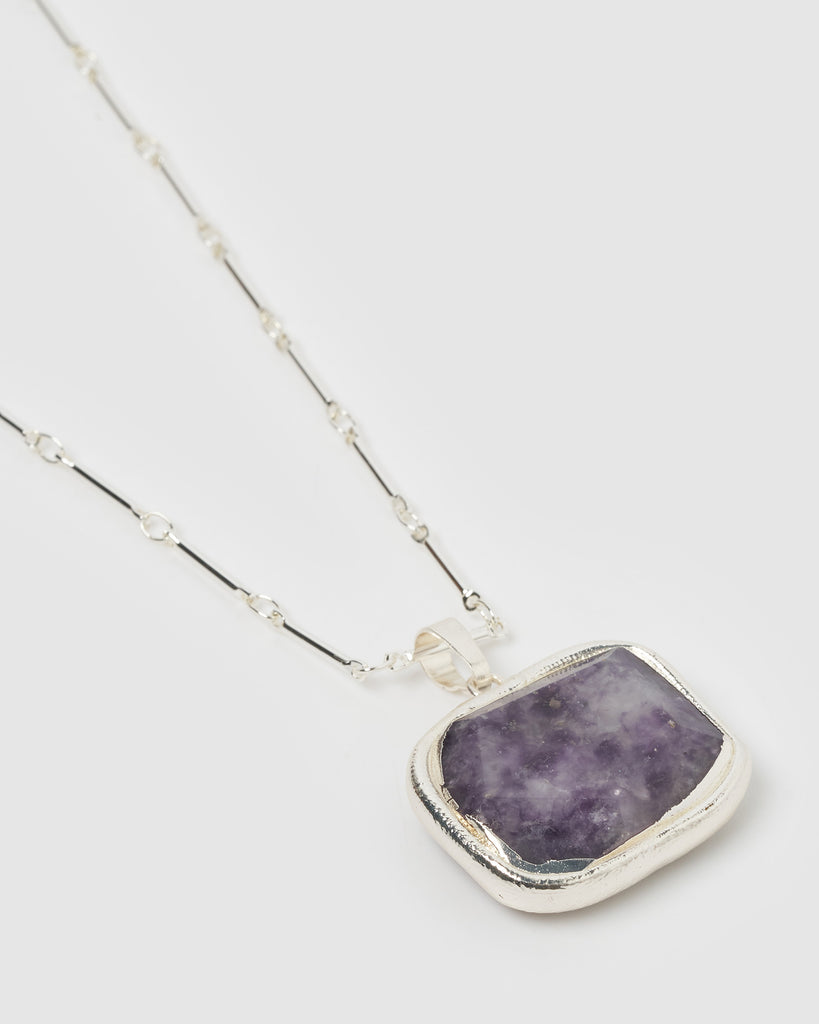 Miz Casa & Co Jewel Charm Necklace Amethyst Silver