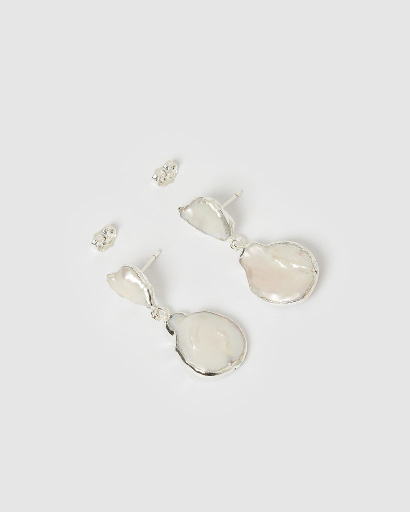 Miz Casa & Co Ambra Earrings Silver Pearl