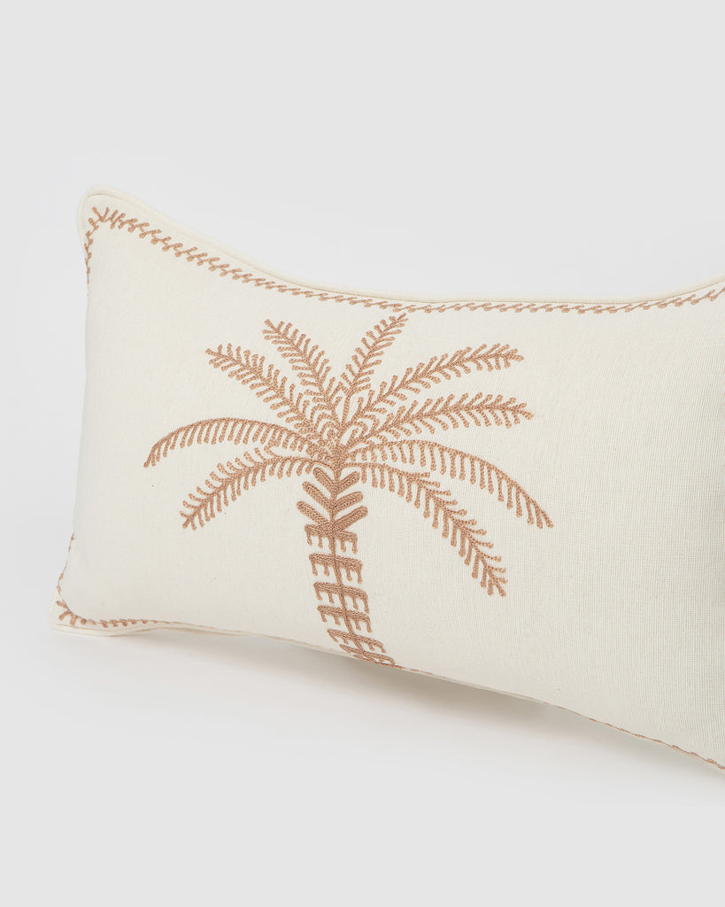 Miz Casa & Co Rectangle Palm Pillow Case Beige
