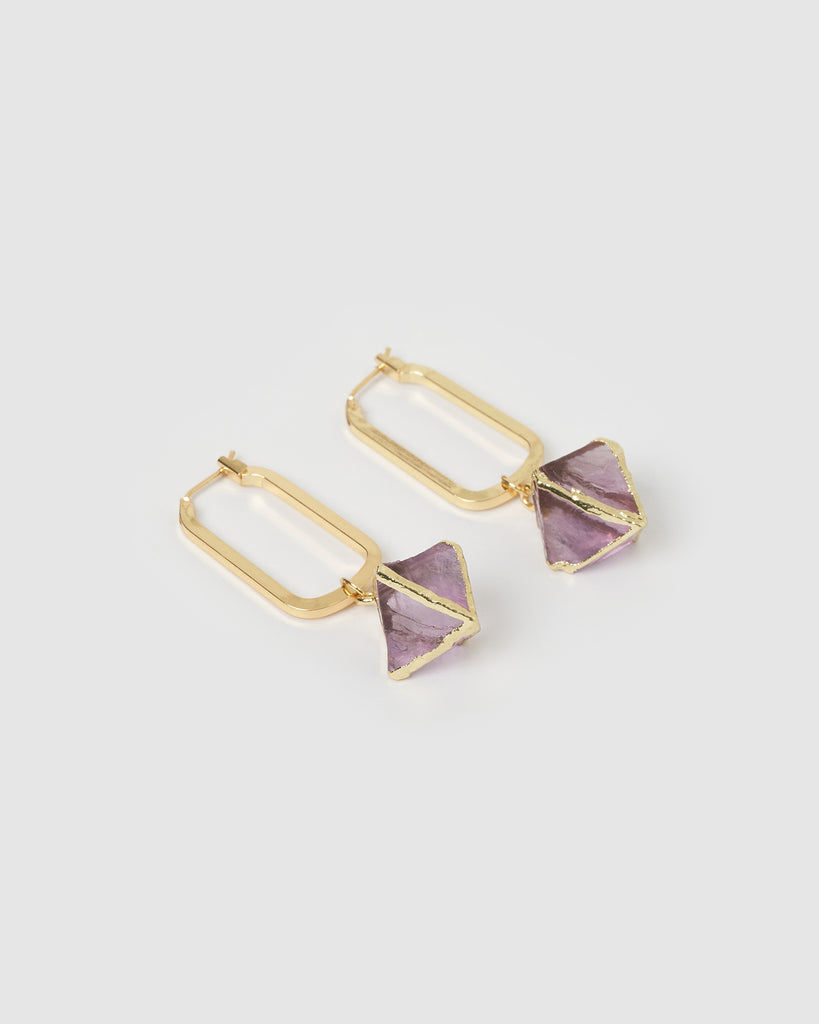 Miz Casa & Co Sia Hoop Earrings Gold Amethyst