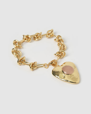 Miz Casa & Co Stone Charm Necklace Gold Turquoise
