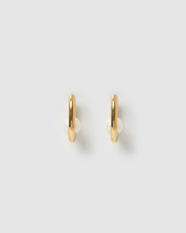Miz Casa & Co Darcy Huggie Earrings Gold Black Agate