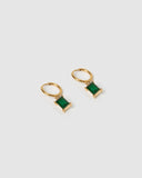 Miz Casa & Co Lilith Huggie Earrings Gold Emerald