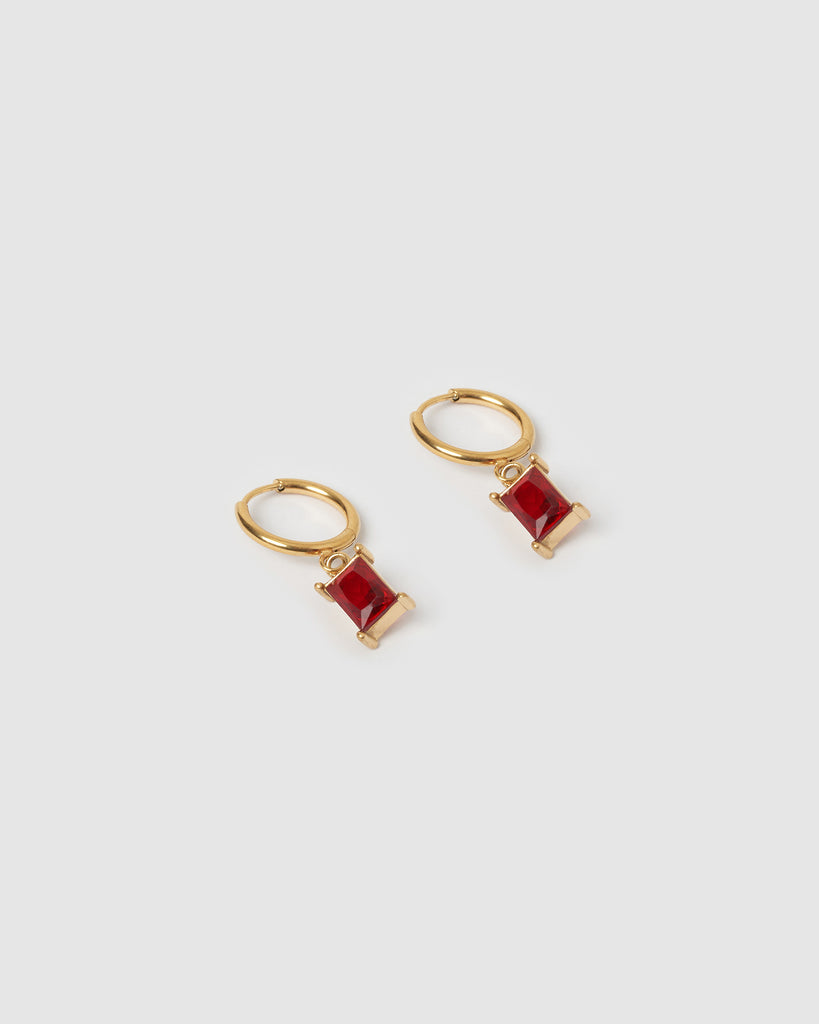 Miz Casa & Co Lilith Huggie Earrings Gold Ruby