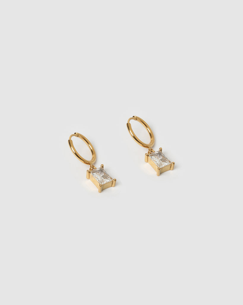 Miz Casa & Co Lilith Huggie Earrings Gold Clear