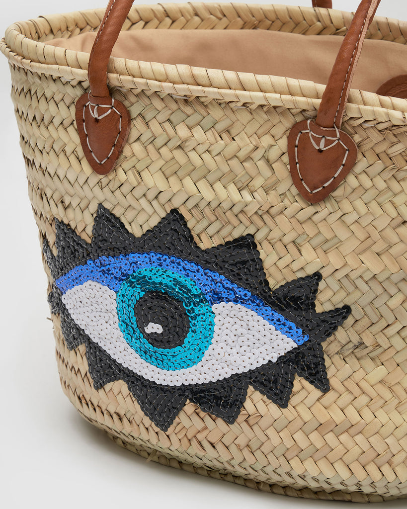 Miz Casa & Co Lana Evil Eye Basket Bag Brown