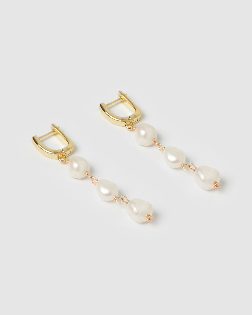 Miz Casa Dewdrop Pearl Huggie Earrings